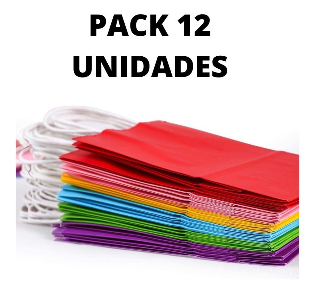 Bolsas De Papel Con Asas Pack X 12 Unidades, Varios Colores