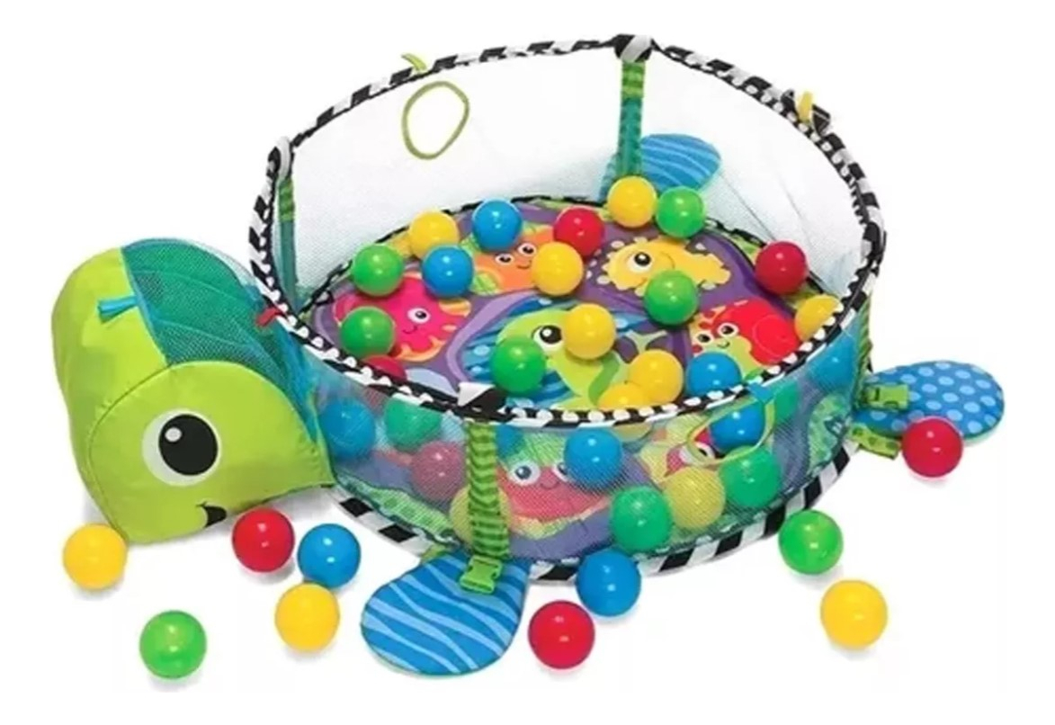 Gimnasio Alfombra Bebé Didácticotortuga Corral Pelotero 3en1 Verde - Imagen 4