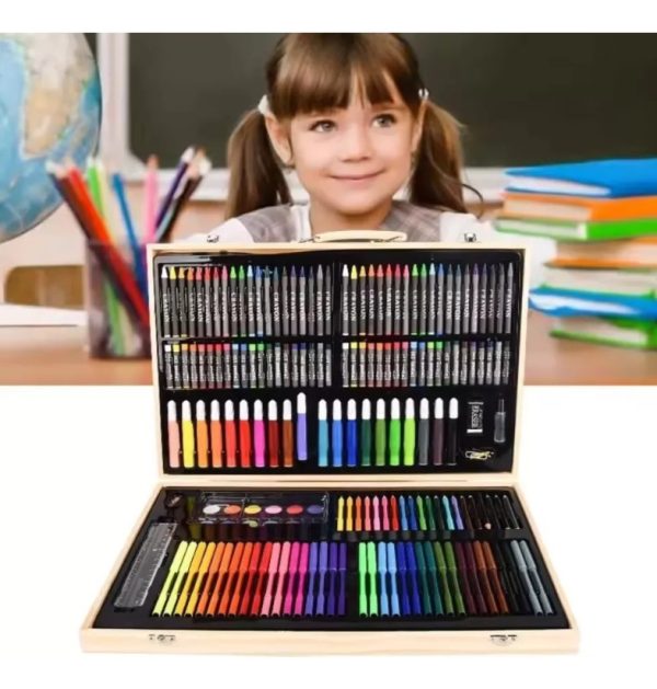 Juego De Arte Madera Estuche Colores 180 Piezas