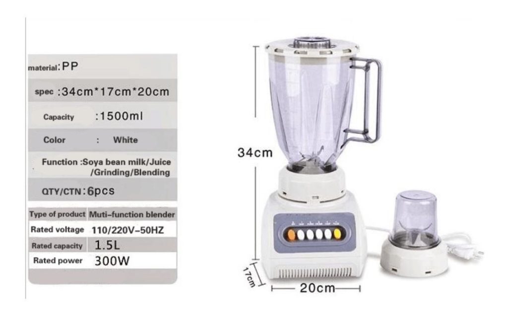 Licuadora Exprimidor 2 En 1 Con Jarra Plástico De 1.5l 220v