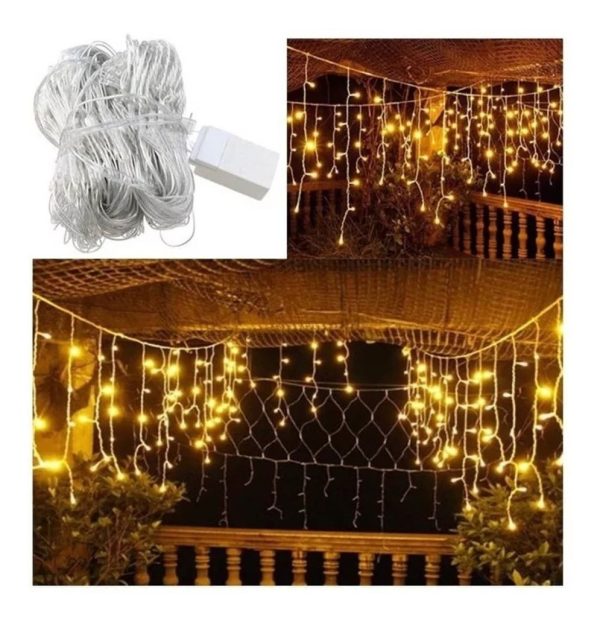 Cortina Luz Led 200 Luces Blanca Cálida 2x2 Mts Decoración