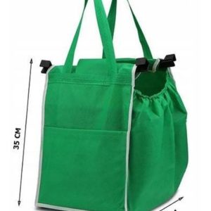 3 Bolsas Tnt Plegable Con Clip Para Carrito De Supermercado