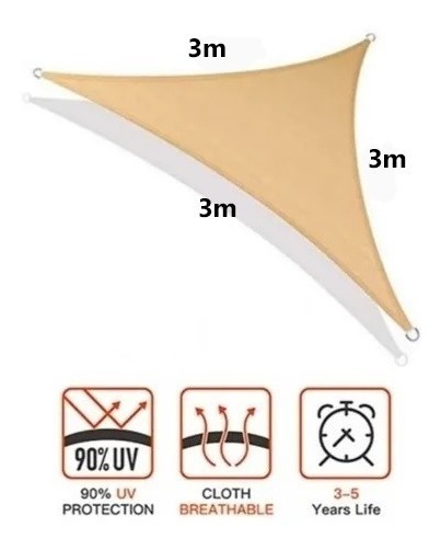Toldo Vela Lona 3x3x3 Triangular Patio Jardín Exteriores +uv