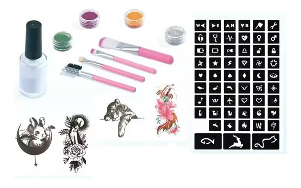 Set Tatuajes Infantil Brillantina Juego Simulación