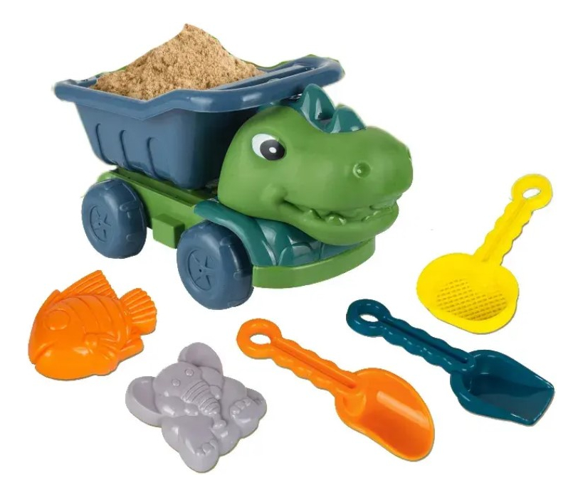 Balde De Playa Camion Dinosaurio Con Accesorios