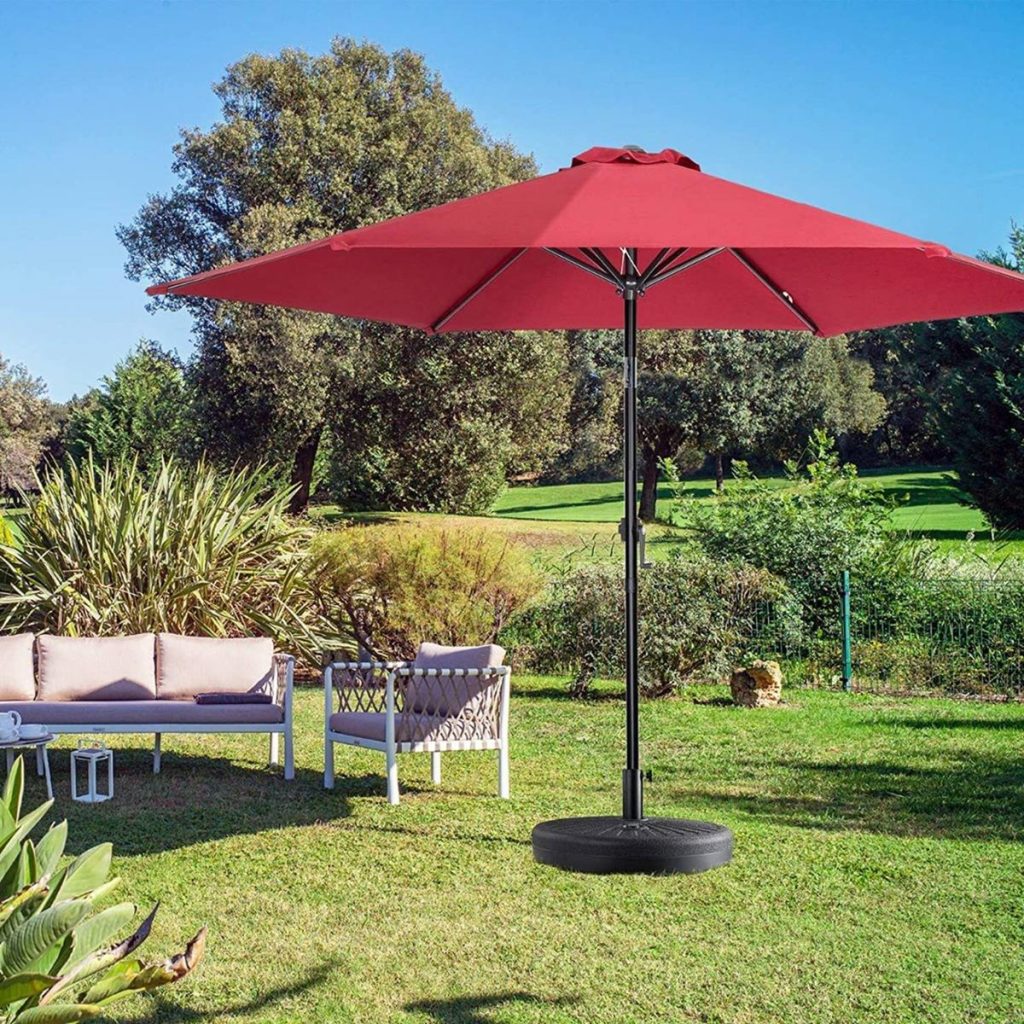 Sombrilla Para Jardín Con Soporte De Plástico Engomado.