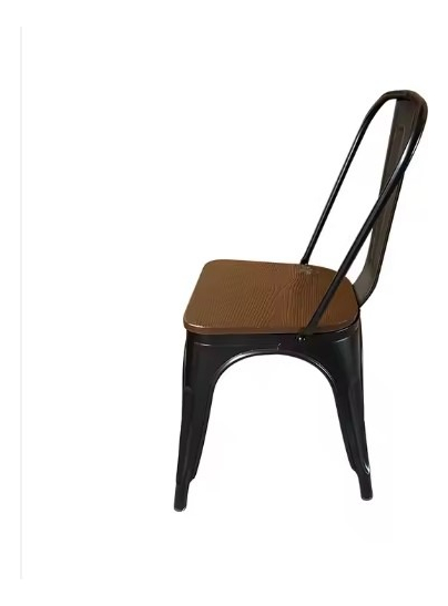 Silla Tolix Metal Asiento En Madera Colores Vintage