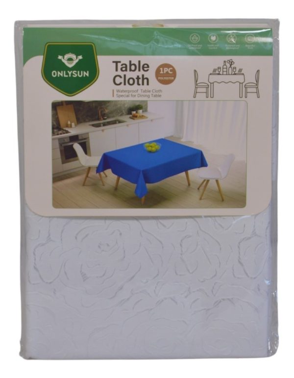 Mantel Rectangular Blanco Flores 1.40 X 2.30m Hogar Comedor