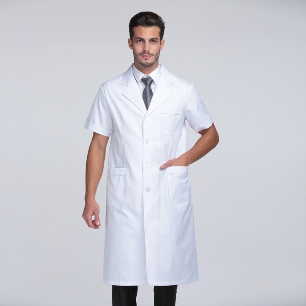 Túnica Uniforme Hombre Blanco Manga Corta Gran Calidad