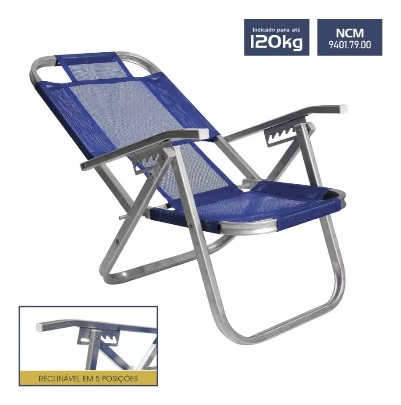 Silla De Playa Reclinable Ipanema Calidad De Aluminio X2 Uni - Imagen 5