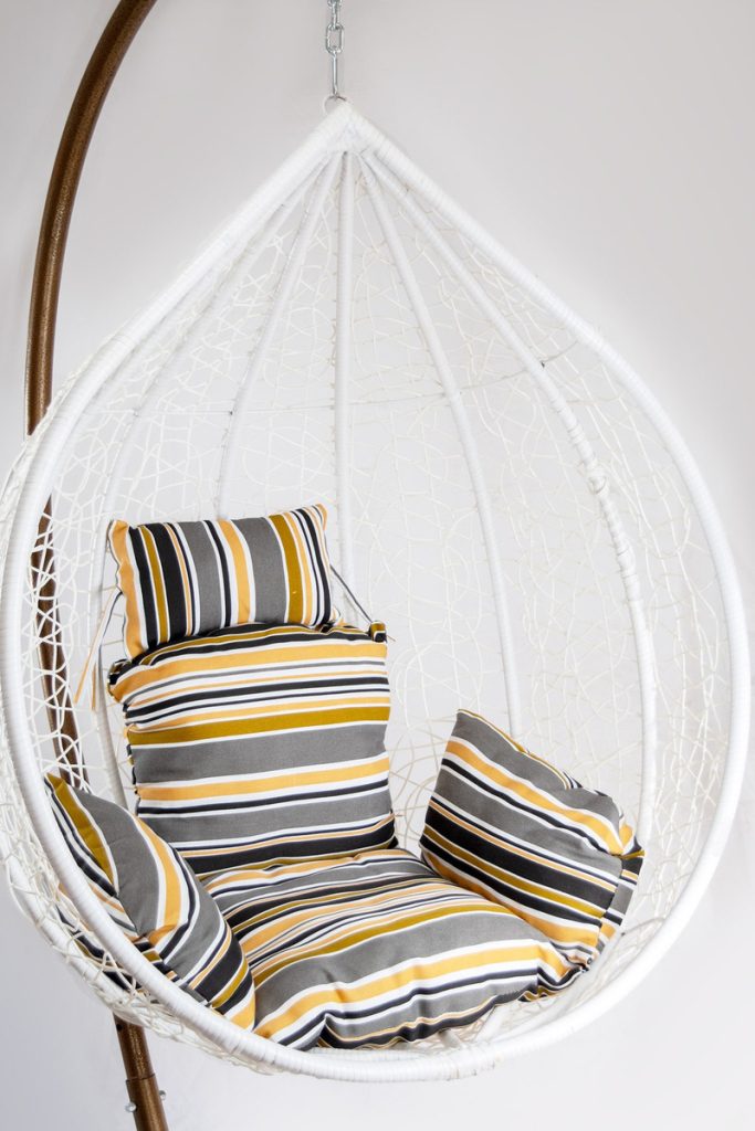 Hamaca De Jardin Patio Sillon Colgante Con Almohadones Gris