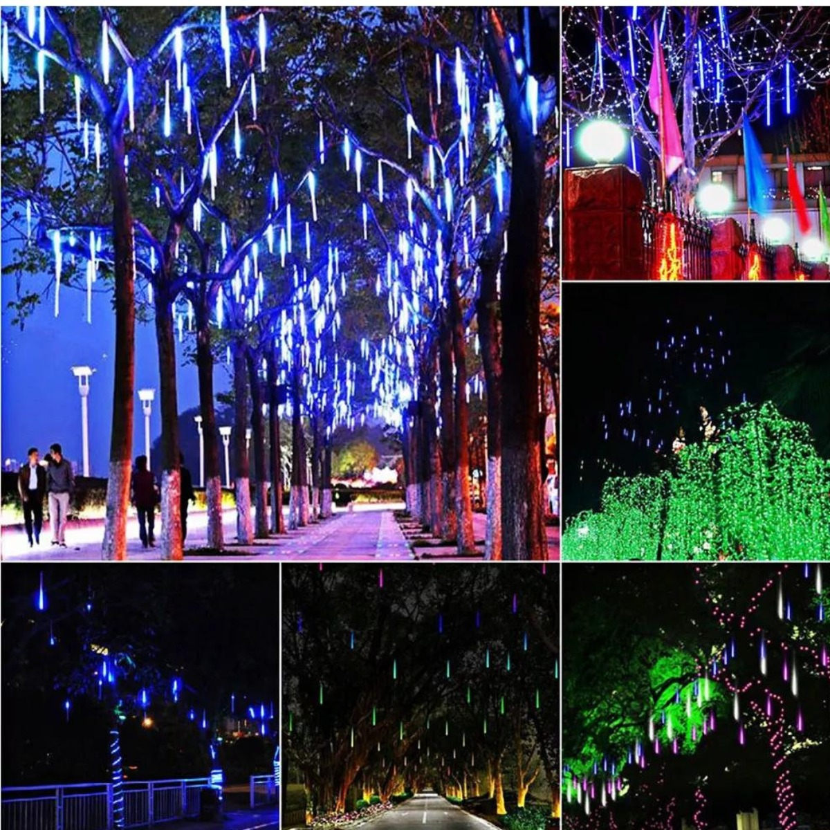 Luces Navidad Led Lluvia De Meteoro Bastón Exterior Interior: imagen 6