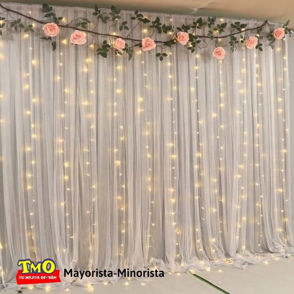 Cortina Luz Led 200 Luces Blanca Cálida 2x2 Mts Decoración