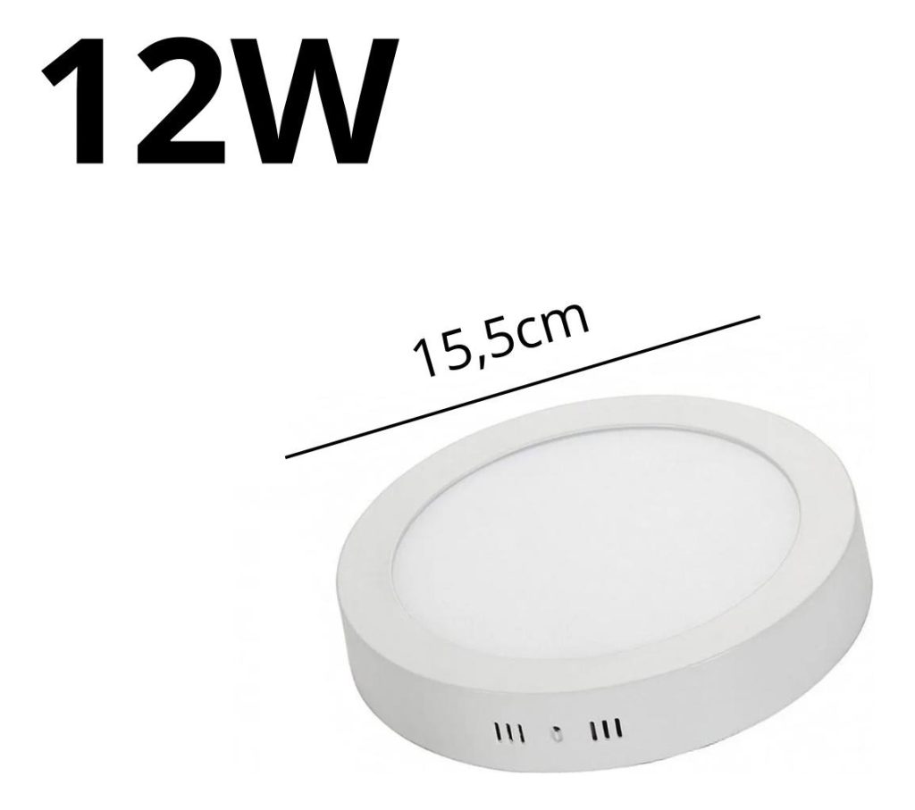 Plafon Luz Led 12w Panel Redondo Sobrepuesto Calidad