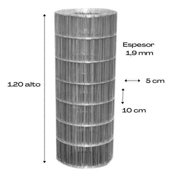 Tejido Malla Electrosoldada Galvanizada 25 Mts X 1.20 1.9mm - Imagen 4