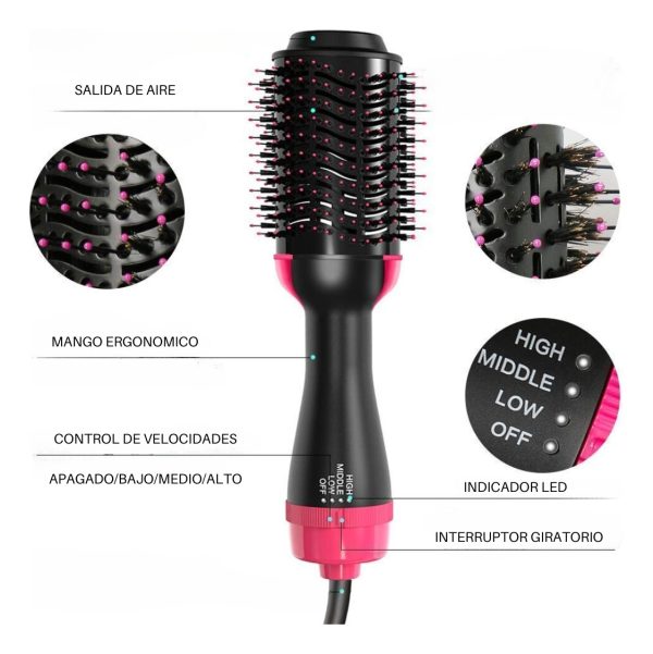 Cepillo Alisador Planchita Secador 3 En 1 Cabello Anti Frizz