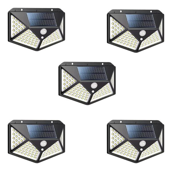 Foco Lampara Exterior Farol Solar 100 Led Sensor 5 Unidades