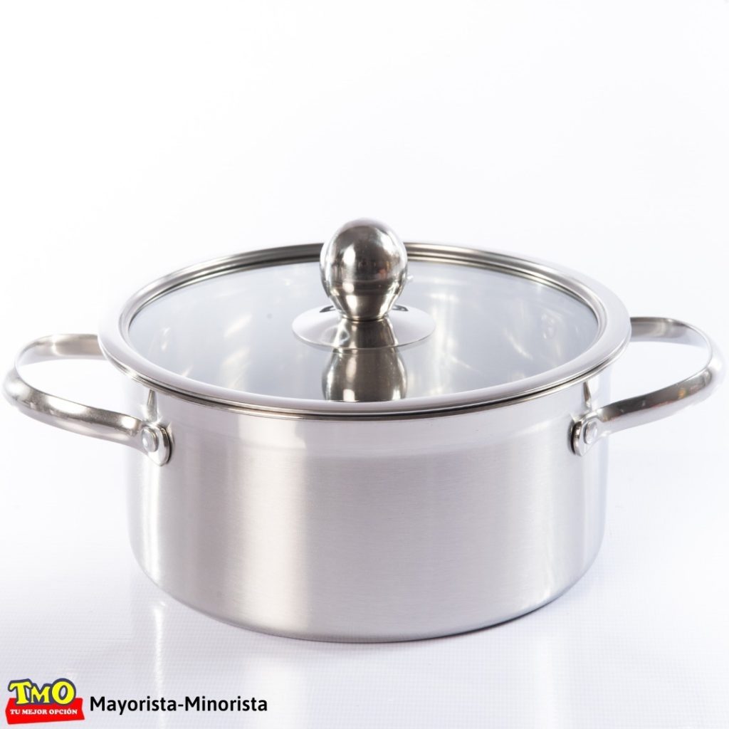 Olla Cacerola Con Tapa Vidrio Acero Inoxidable De 19cm 2l