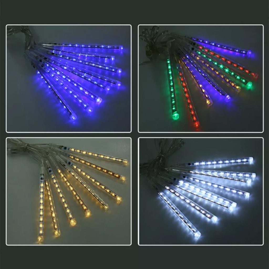 Luces Navidad Led Lluvia De Meteoro Bastón Exterior Interior