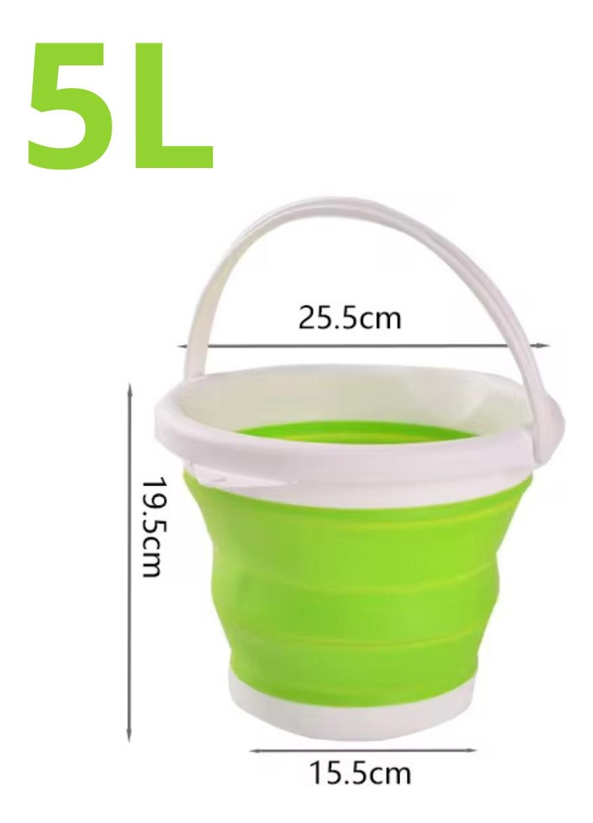 Balde Plegable De Silicona Portatil Con Manija Calidad 5 Lts - Imagen 4