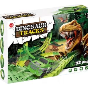 Pista Flexible Dinosaurios 92 Piezas H3h3 Auto Plástico Verde: imagen 2