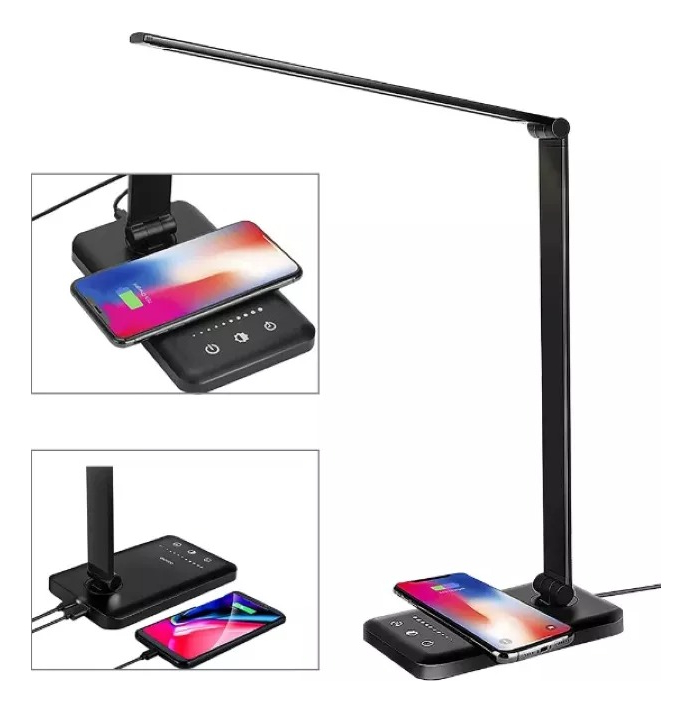 Lámpara Led Escritorio Cargador Inalámbrico Temporizador Usb: imagen 1