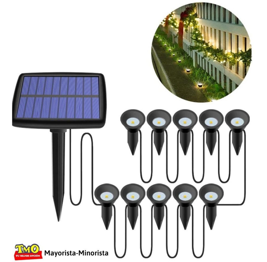 Estaca Solar Panel Jardín, Césped, Patio 10 Unidades