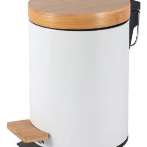 Papelera Tacho Basura Bambú Basurero 5 Litros Pedal: imagen 2