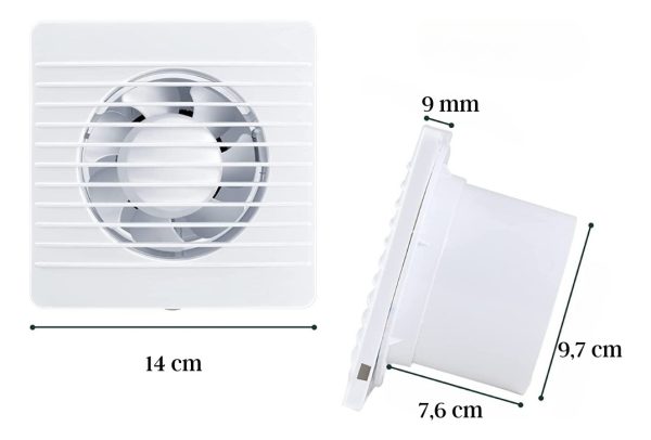 Extractor De Aire Baño Cocina 4 Pulgadas 18w 14 X 14 Cm