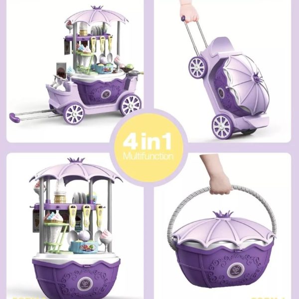 Valija Infantil Venta Helado Carro Accesorios 4 En 1 Calidad Violeta