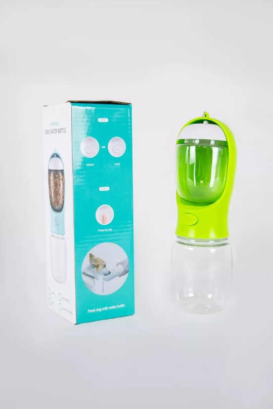 Botella Portátil Comedero Y Bebedero De Perro Verde