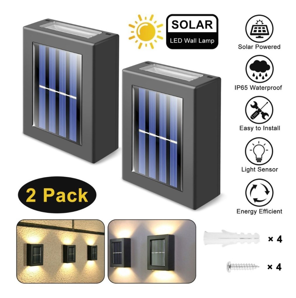 Foco Farol Solar Led Aplique Decoración Fotocélula X 2 Uds