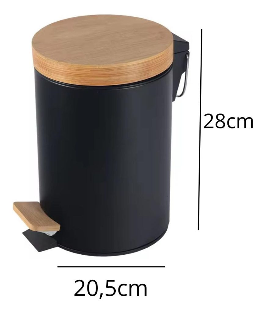 Papelera Tacho Basura Bambú Basurero 5 Litros Pedal