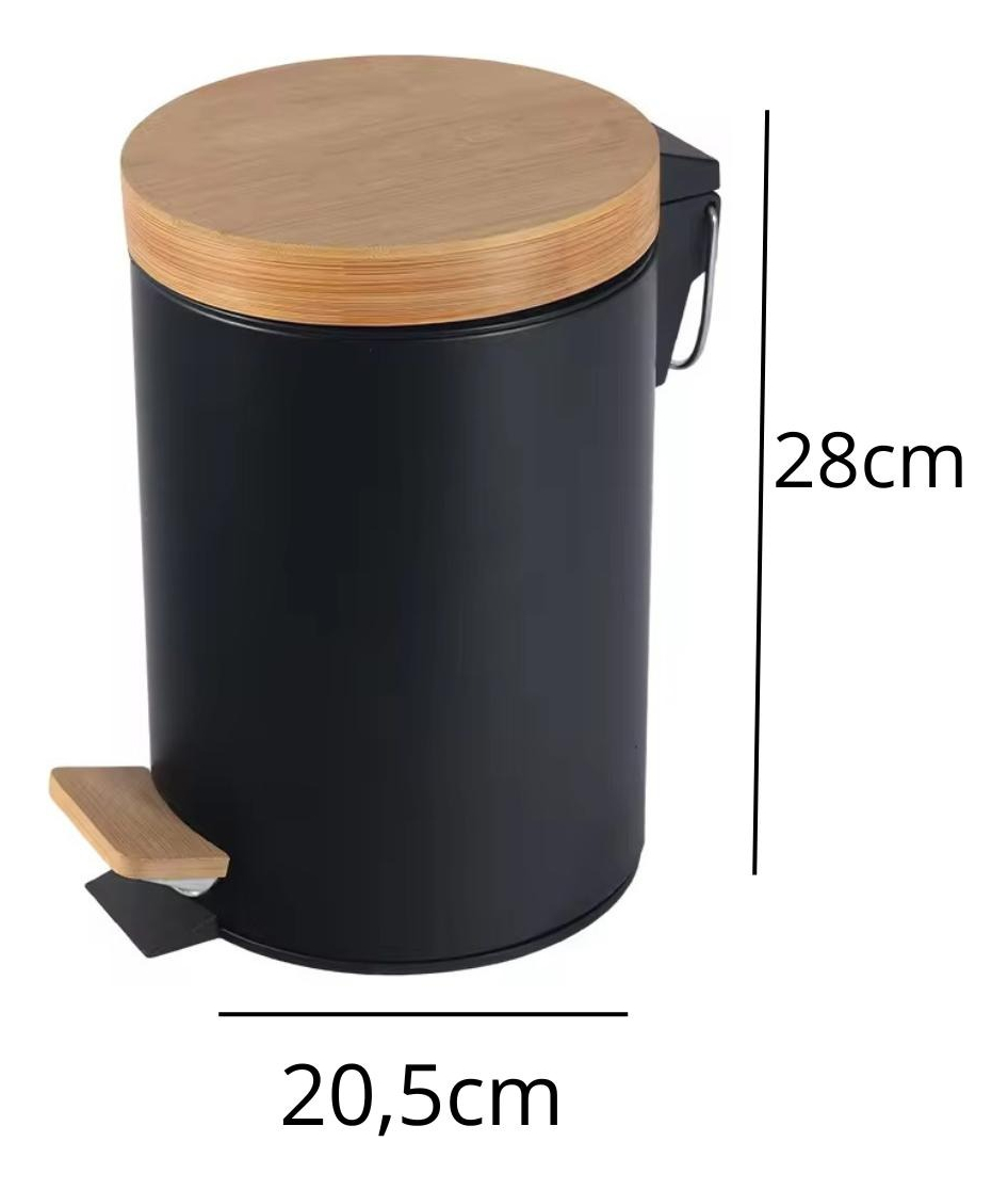 Papelera Tacho Basura Bambú Basurero 5 Litros Pedal: imagen 4