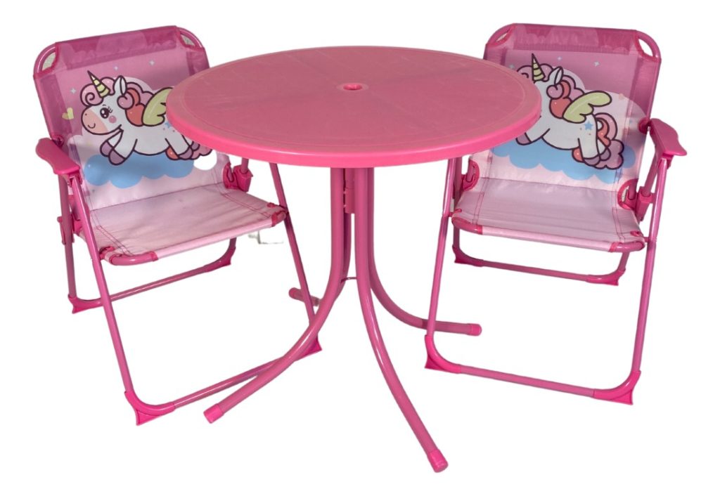 Juego Infantil De Mesa Sillas Sombrilla Jardín Playa Redonda