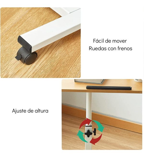 Mesa Auxiliar De Comer Lateral Con Ruedas Notebook Laptop - Imagen 4