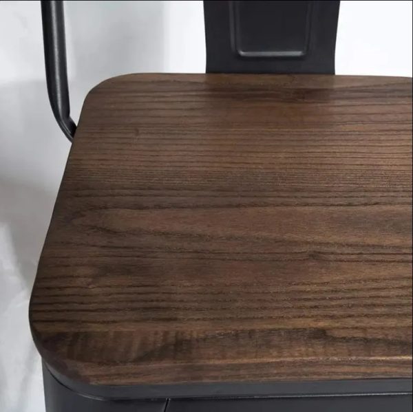 Taburete Banqueta Tolix Con Base En Madera Con Respaldo