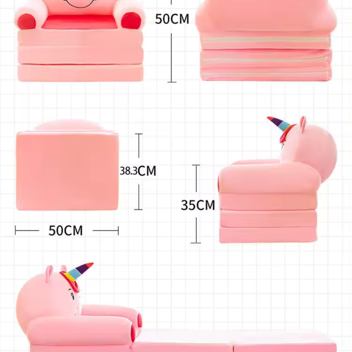 Sillón Cama 2 En 1 Plegable Animalitos Sofá Para Niños: imagen 6