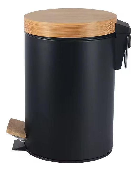Papelera Tacho Basura Bambú Basurero 5 Litros Pedal