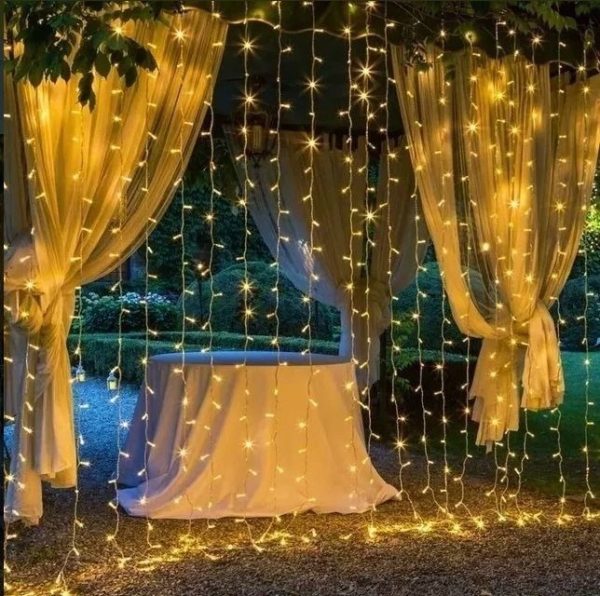 Cortina Luz Led 200 Luces Blanca Cálida 2x2 Mts Decoración