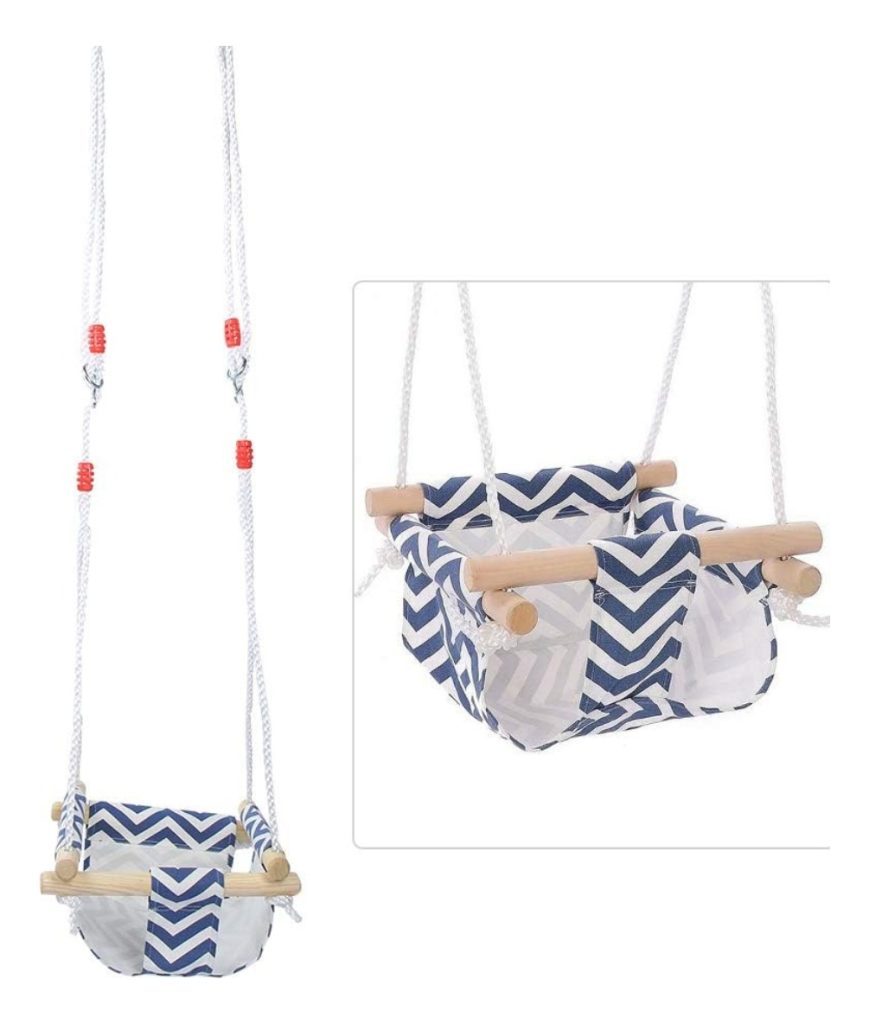 Hamaca Silla Para Bebés En Tela Y Madera Ajustable Calidad
