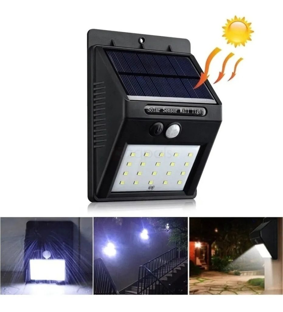 Farol Luz Lampara Led Sensor Solar Batería Exterior Jardín
