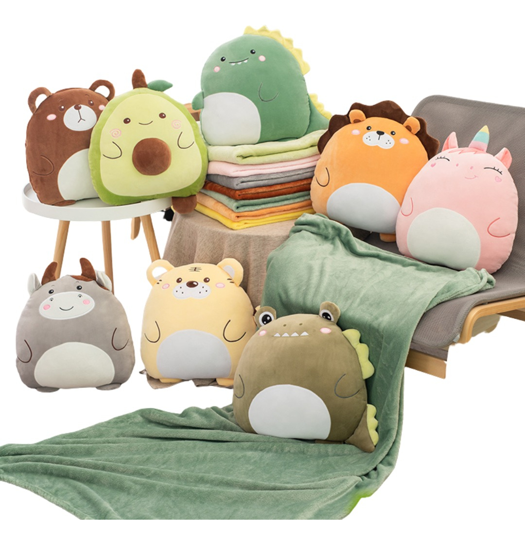 Almohada Peluche Infantil Suave Con Manta Diseños Animales - Imagen 11