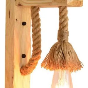 Portalampara Rustico De Madera Y Cuerda Calidad: imagen 2