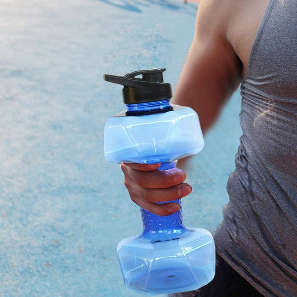 Botella De Agua Deportiva Caramañola Pesa Mancuerna 1,5l