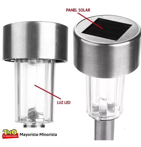 Estaca Led Solar Exterior De Acero Farol Para Jardín