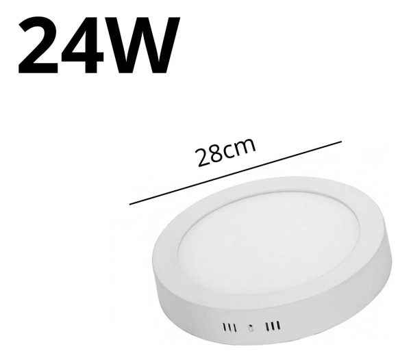 Plafon Luz Led 24w Redondo Sobrepuesto Alto Rendimiento