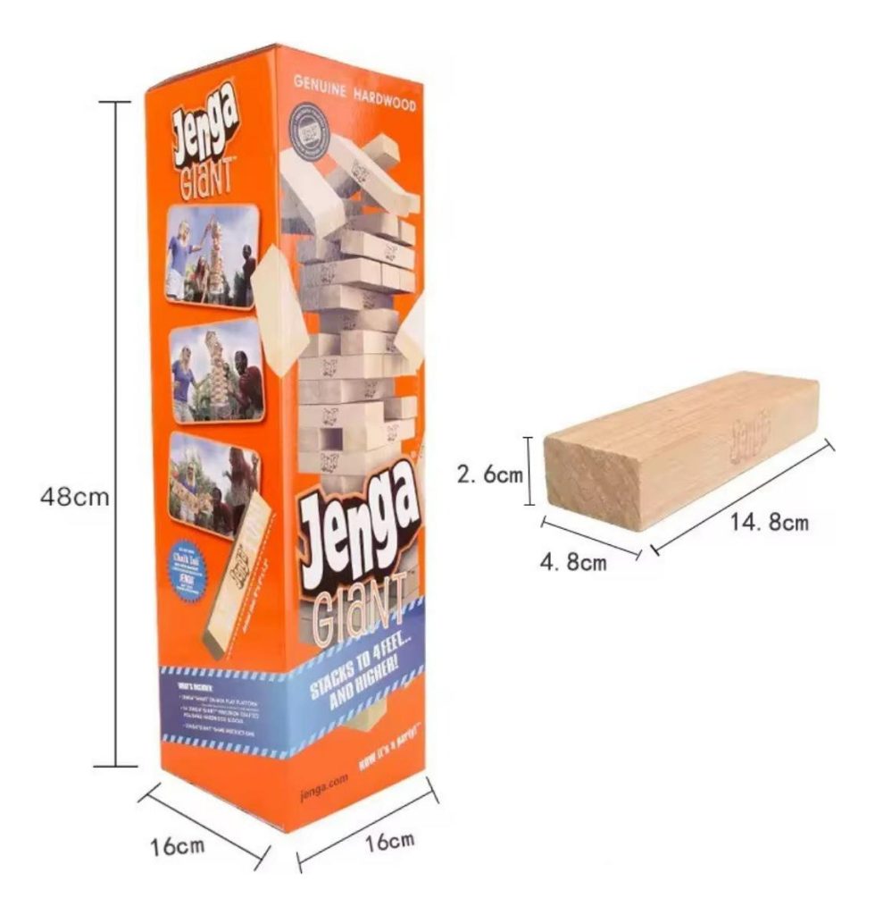 Juego De Mesa Jenga De Madera Gigante Familiar Calidad