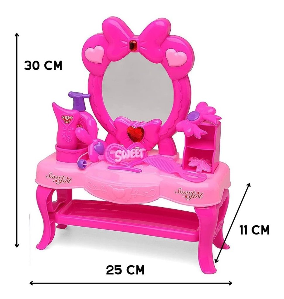 Juego De Tocador Infantil De Mesa Para Muñecas Con Espejo