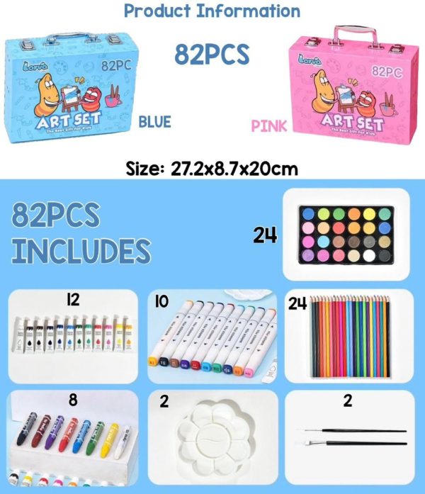 Set De Arte Maleta 82 Pcs Crayolas Marcadores Pintura